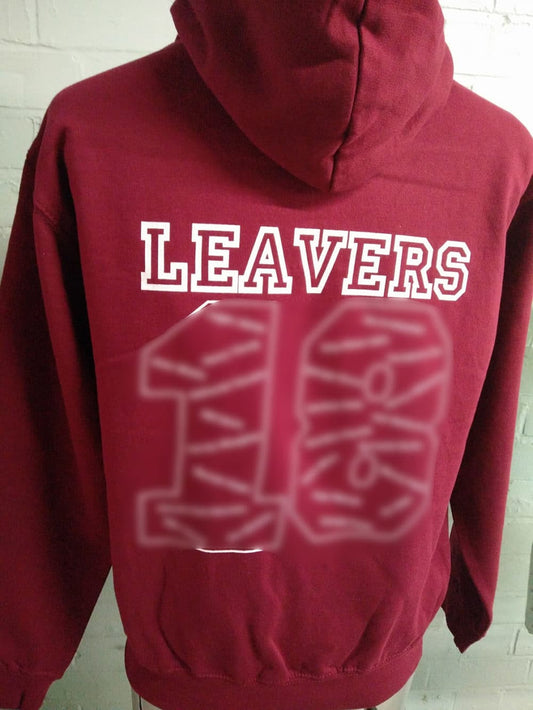 Burgundy 2018 Leavers Hoodies Class of 2018 Bespoke Print 1