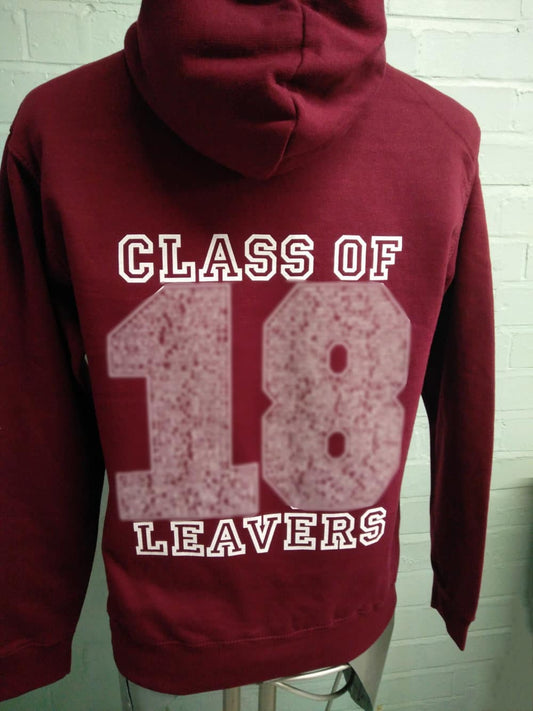 Burgundy Class of 2018 Leavers Hoodies Leicestershire