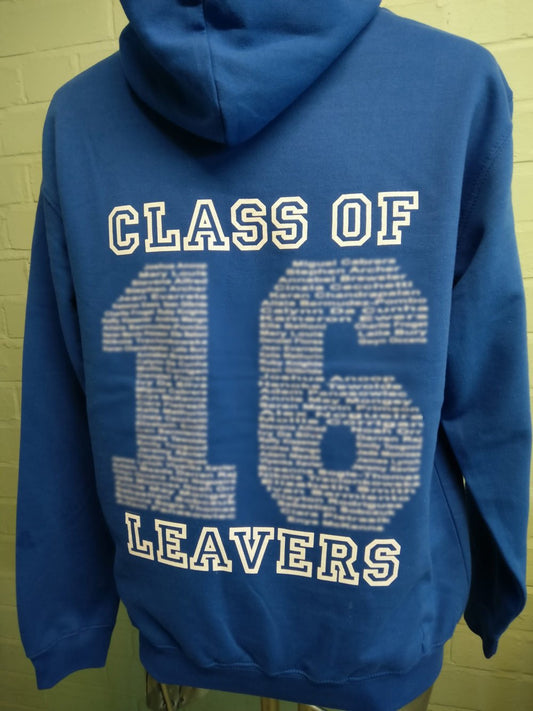 Class of 2016 Blue Leavers Printed Hoodies