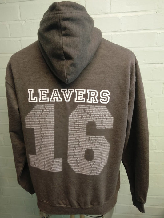Dark Grey Marl Leavers Hoodies Printed