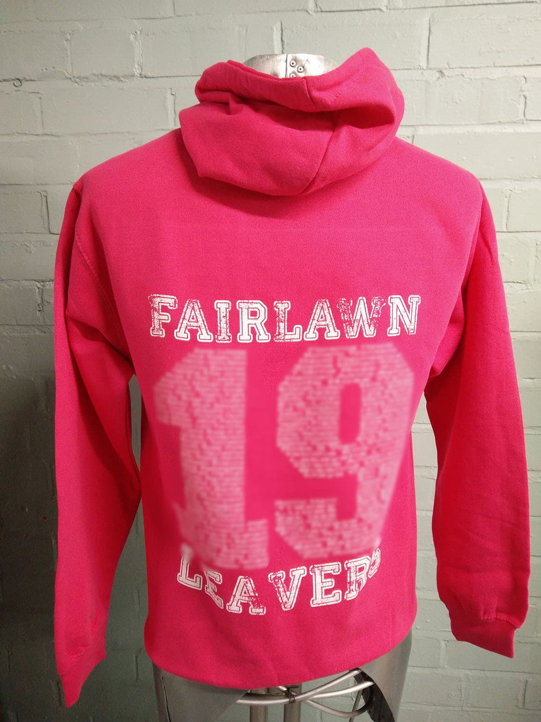 Fairlawn Distressed Print Leavers Hoodies 2019 in Pink Custom 2