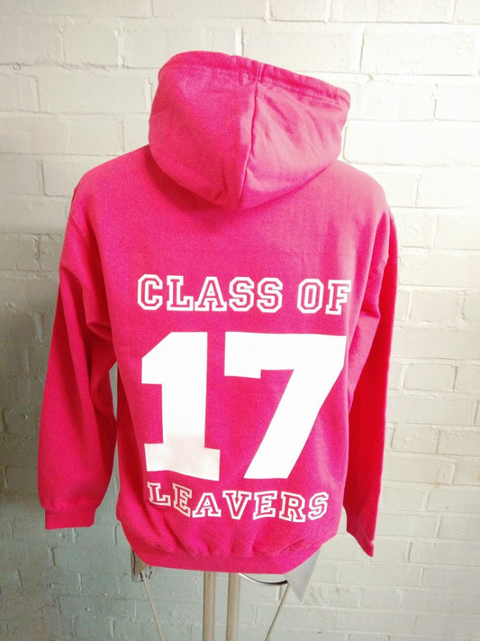 HVH Bright Pink Leavers Hoodies 2017 2