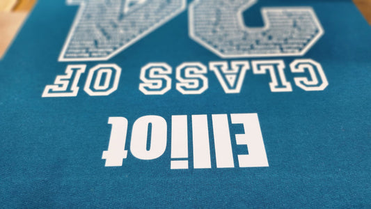 Name Elliot printed on back of leavers hoodie