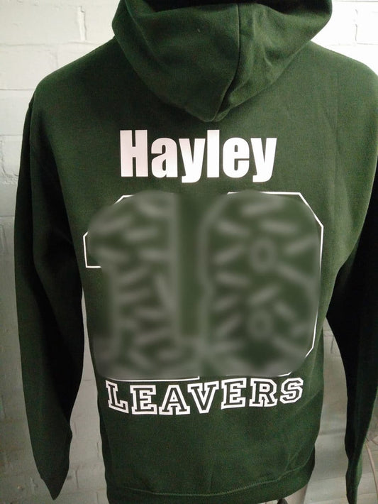 Printed Khaki Green Leavers Hoodies Class of 2018 3
