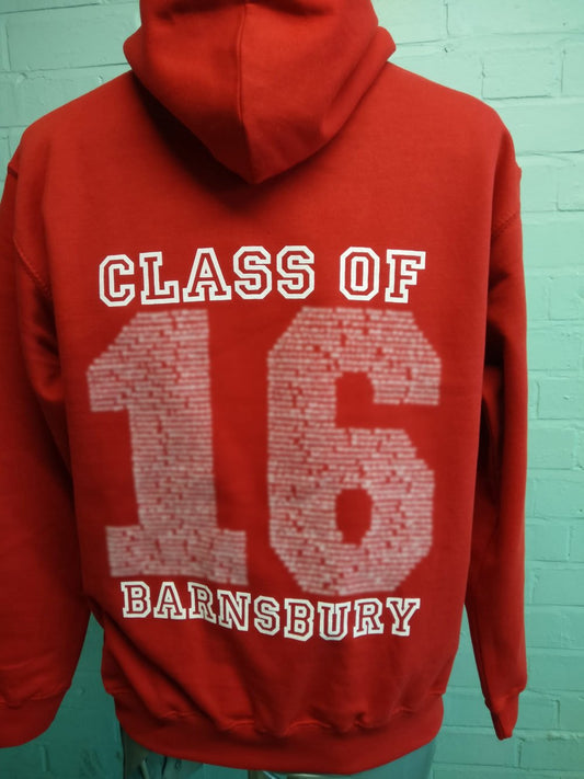 Red Class of 16 Custom Print Names Hoodies