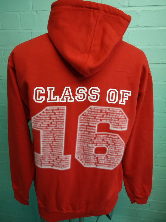 Red Class of 2016 Leavers Hoodies
