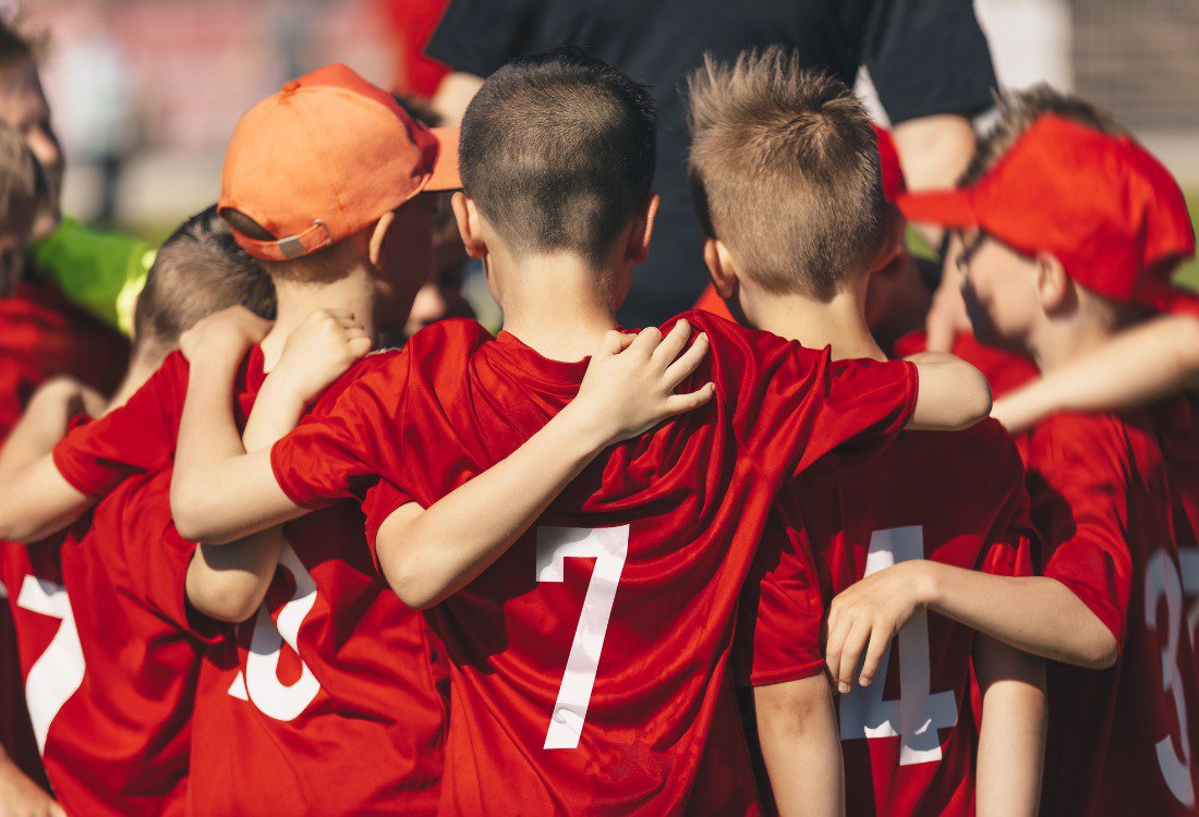 Primary school sports students in gear that is used for school leavers hoodies colours​.