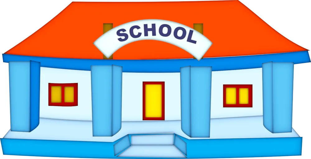 Cartoon drawing of a school