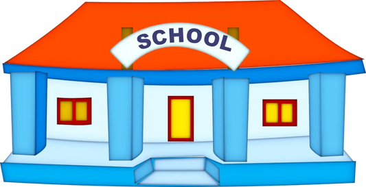 Cartoon drawing of a school